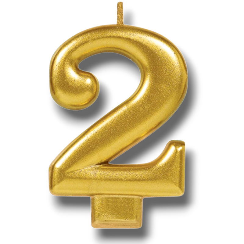 Vela Numero Dorado 2 C/1
