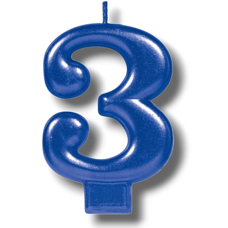 Vela Numero Azul 3 C/1