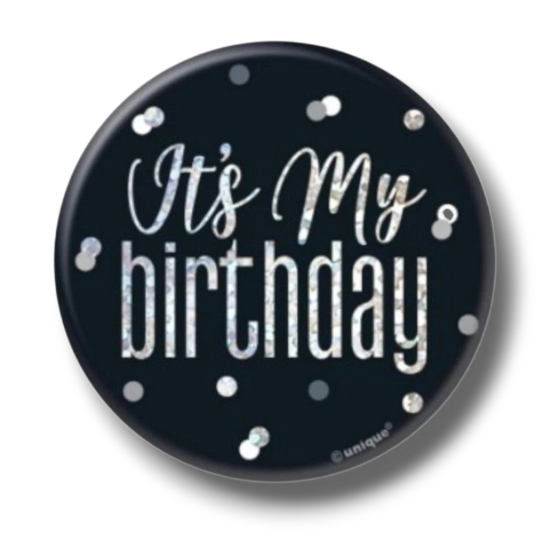 Boton Glitz Gris/Negro Cumpleaños C/1