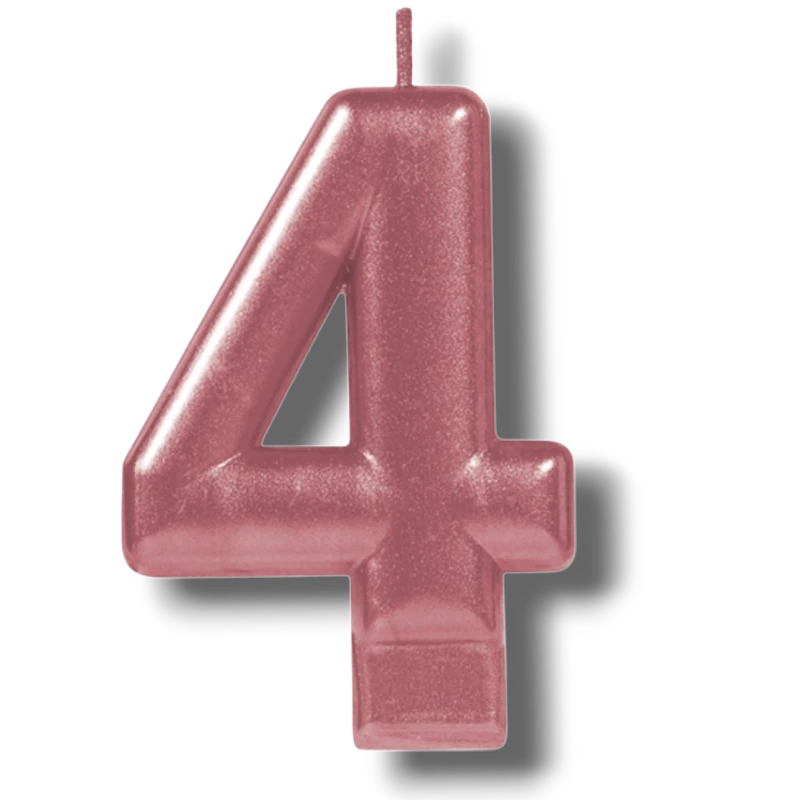 Vela Numero Oro Rosa 4 C/1