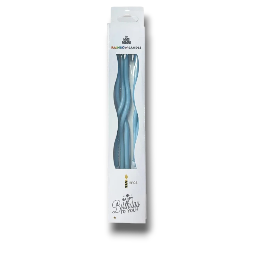 Velas Curvas Azules C/6