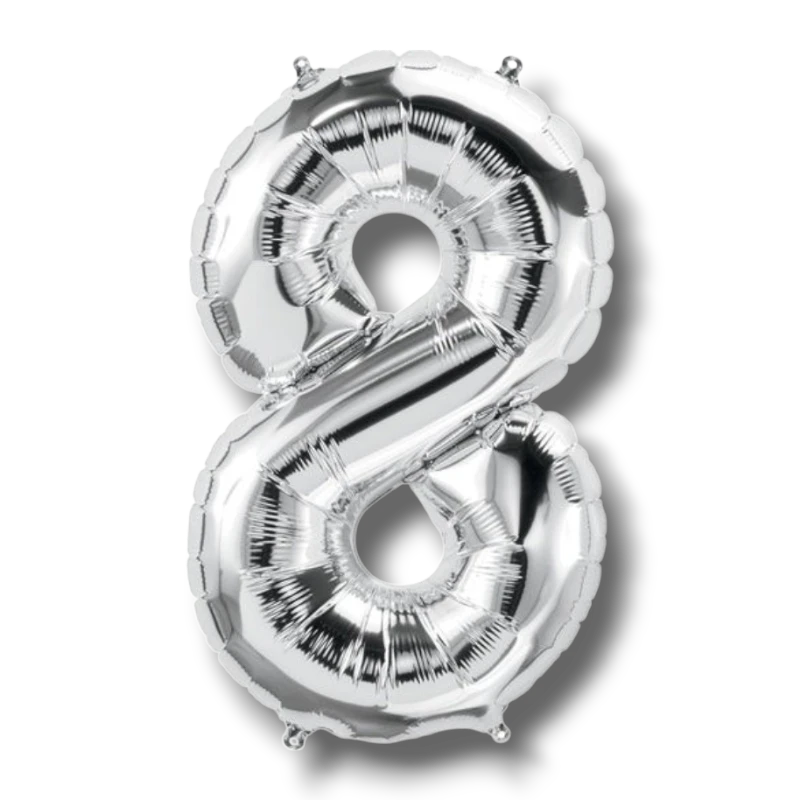 Globo 14" Numero 8 Plata C/1