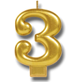 Vela Numero Dorado 3 C/1