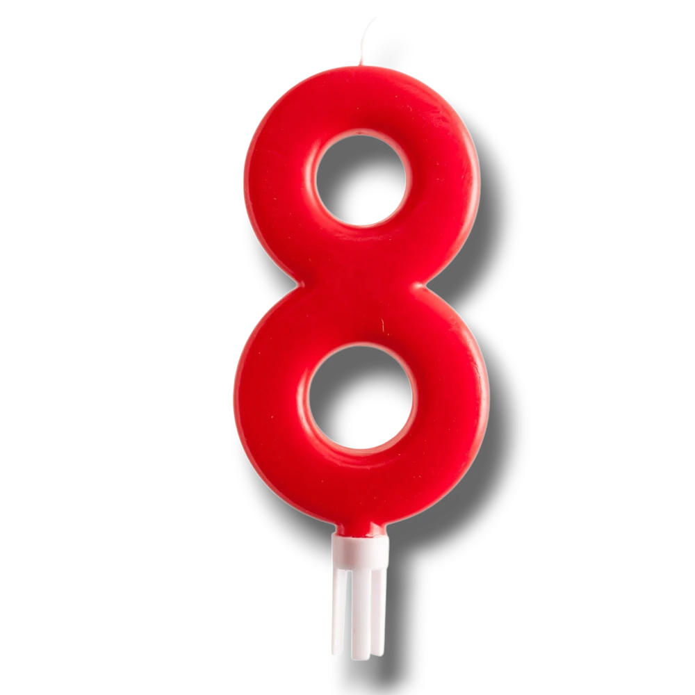 Vela Jumbo Numero Rojo 8 C/1