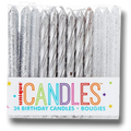 Glitter and Silver Spiral Candles C/24