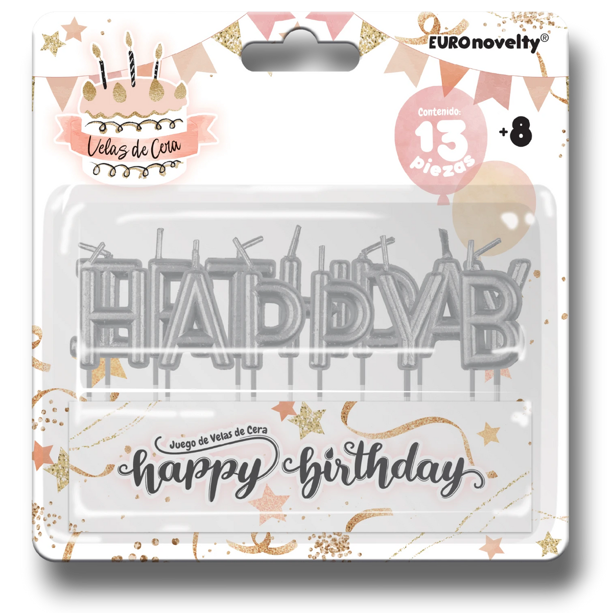 Vela Palillo Happy Birthday Plata C/1