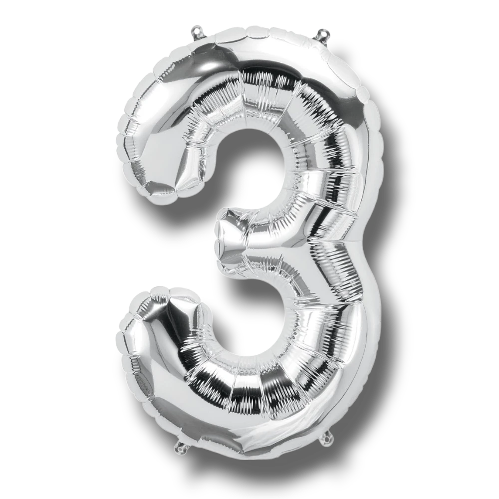 Globo 14" Numero 3 Plata C/1