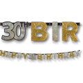Happy Birthday Banner 30 Black and Gold C/1