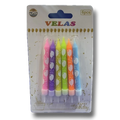 Velas Palillo Con Base Globitos C/6