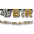 Happy Birthday Banner 40 Black and Gold C/1