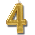 Vela Numero Dorado 4 C/1