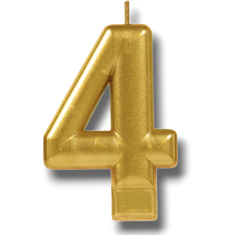 Vela Numero Dorado 4 C/1