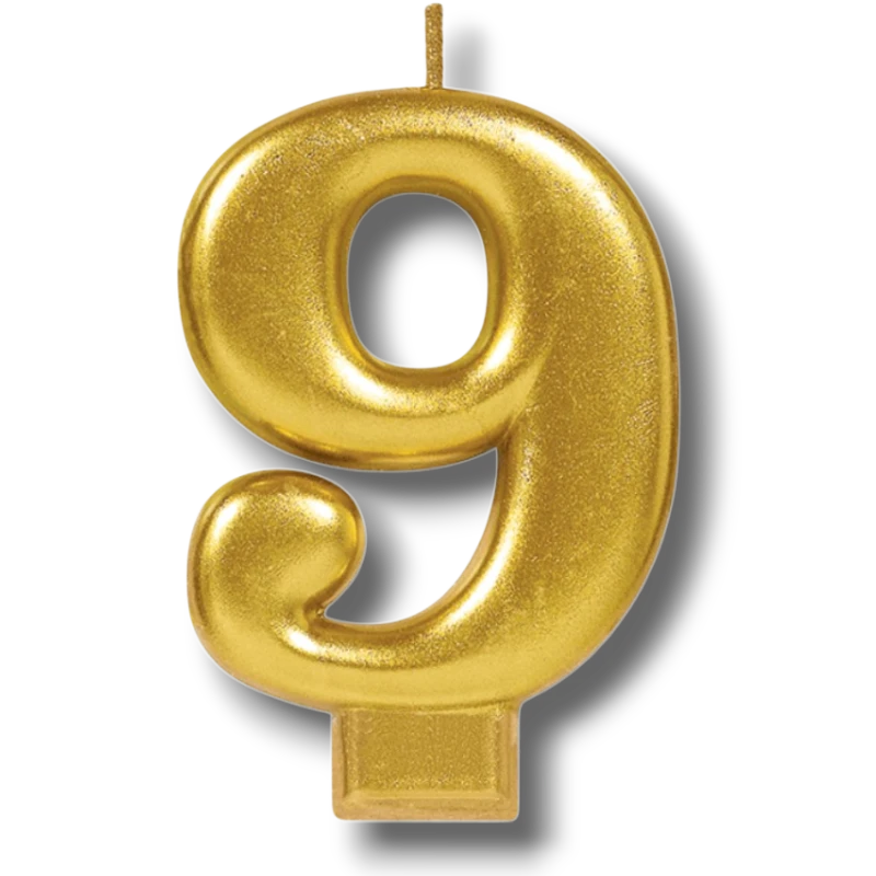 Vela Numero Dorado 9 C/1