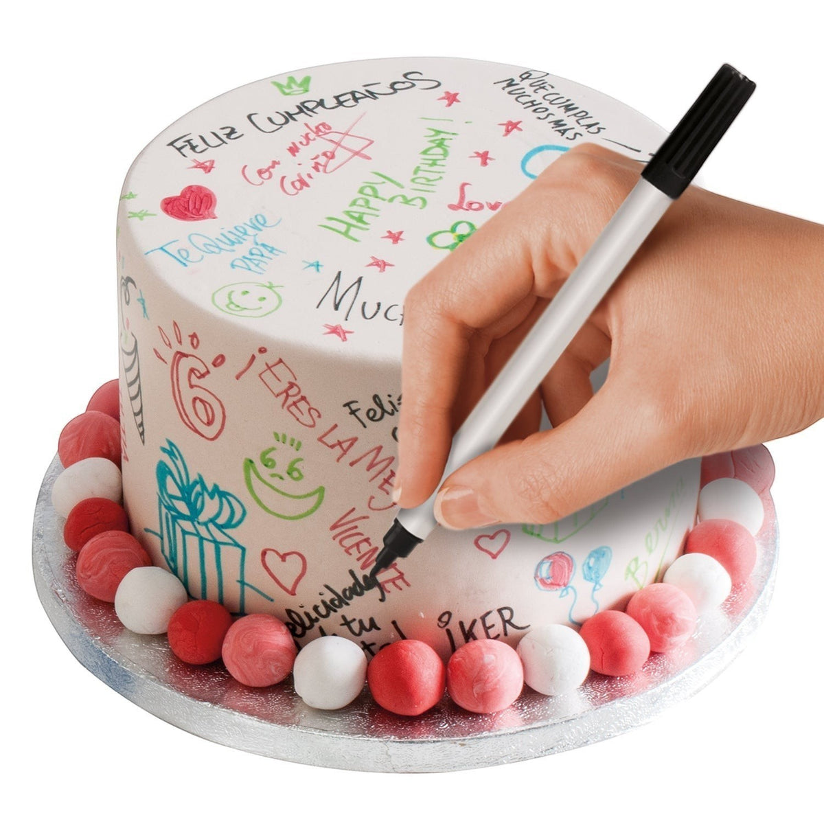 Marcador Comestible Para Pastel Doble Punta Negro C/2