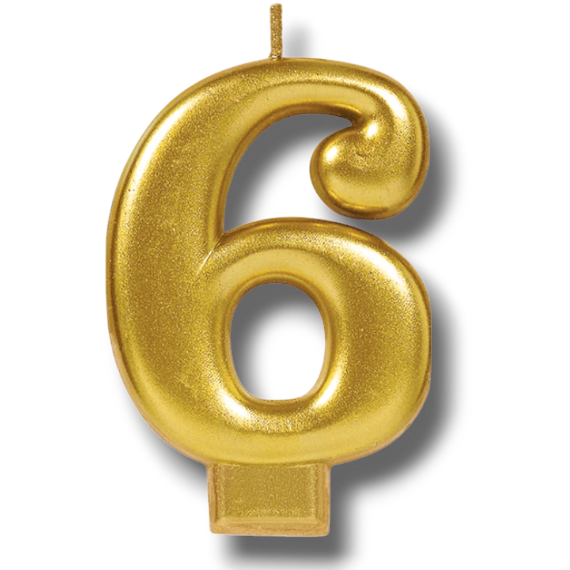 Vela Numero Dorado 6 C/1