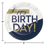 Plato 9" Happy Birthday Navy & Gold C/8