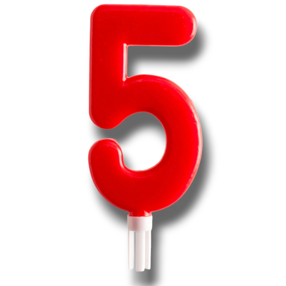 Vela Jumbo Numero Rojo 5 C/1