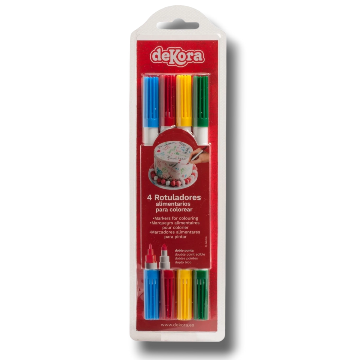 Marcador Comestible Para Pastel Doble Punta Colores C/4