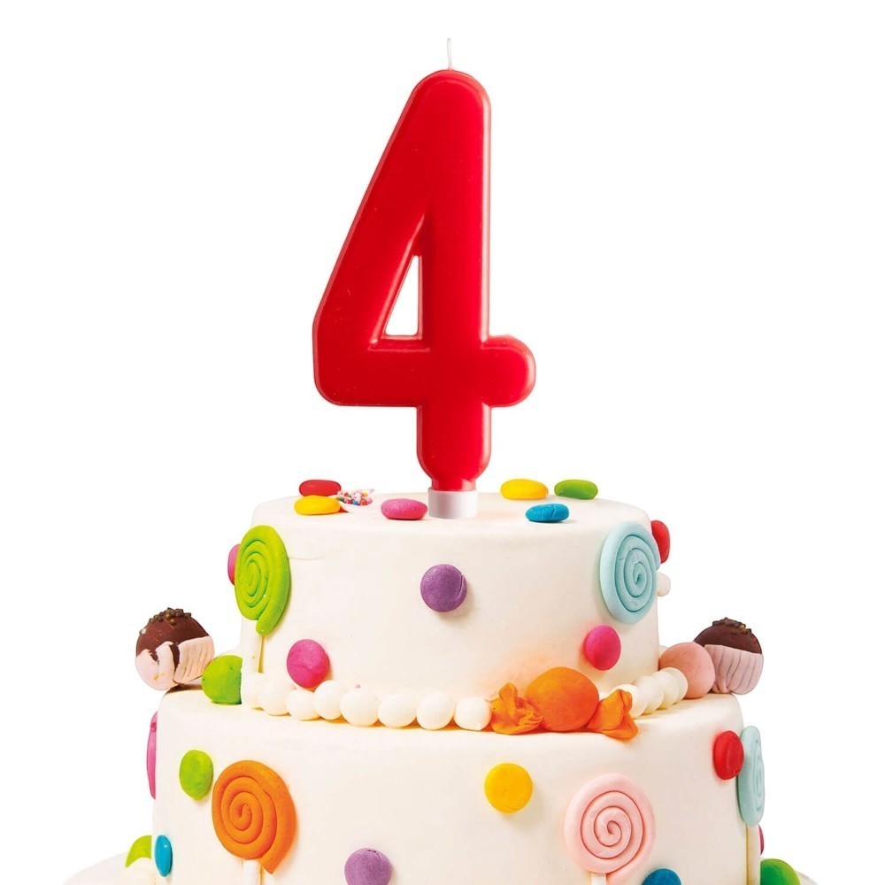 Vela Jumbo Numero Rojo 4 C/1