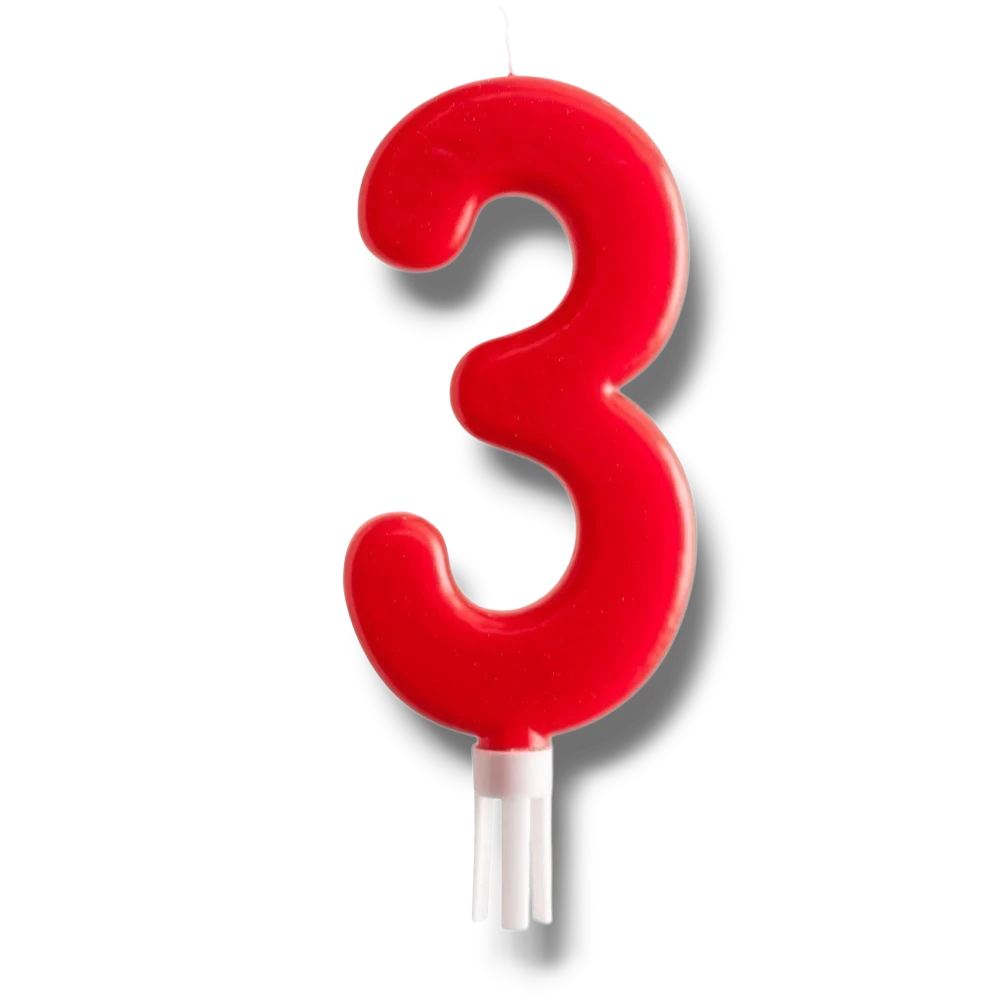 Vela Jumbo Numero Rojo 3 C/1