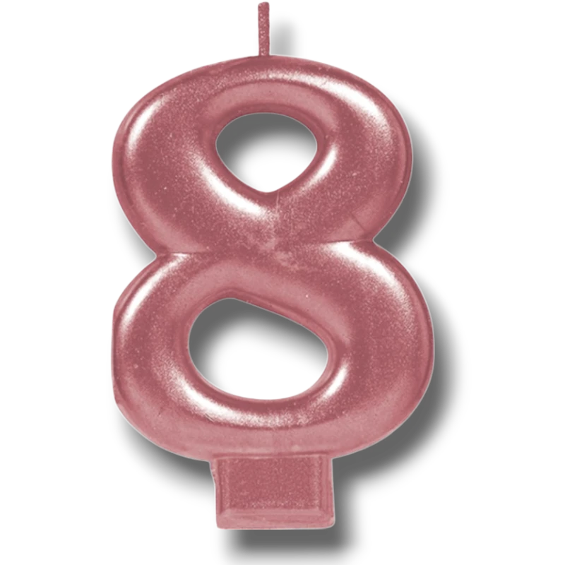 Vela Numero Oro Rosa 8 C/1