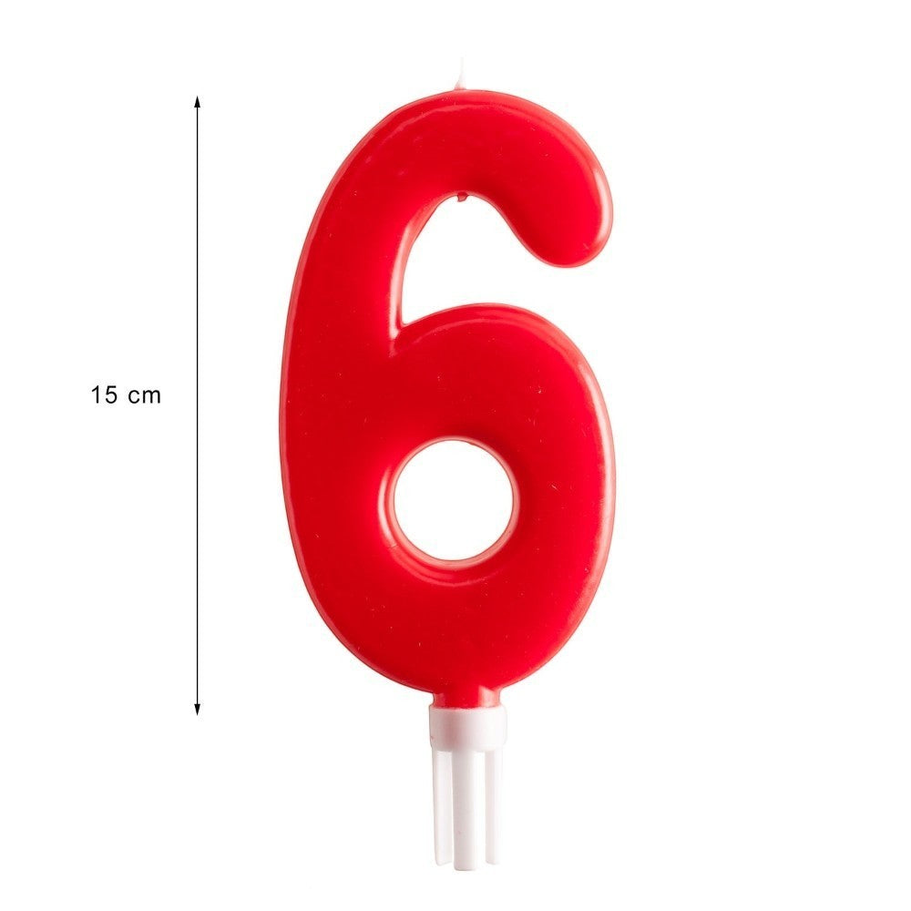 Vela Jumbo Numero Rojo 6 C/1