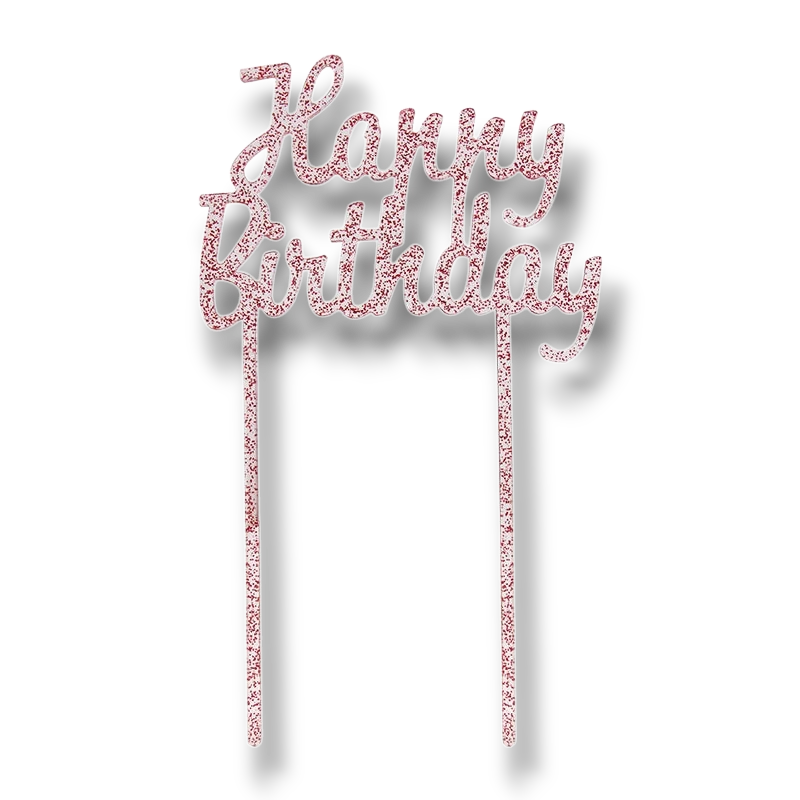 Topper Para Pastel Happy Birthday Rosa C/1