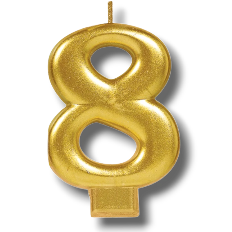 Vela Numero Dorado 8 C/1