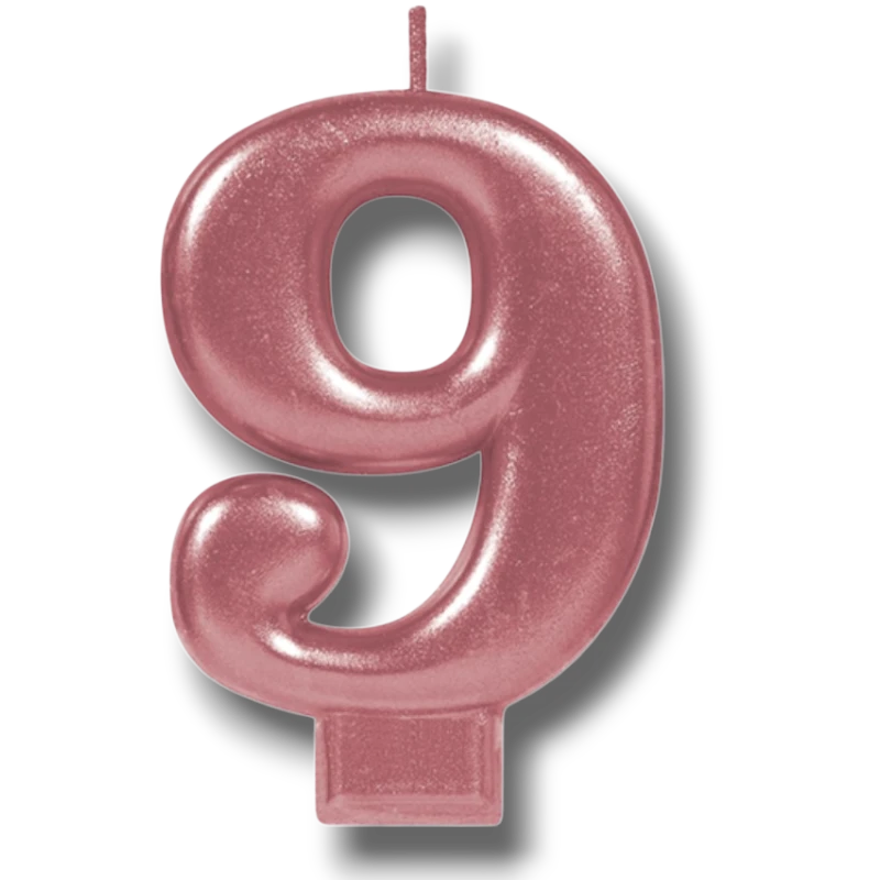 Vela Numero Oro Rosa 9 C/1