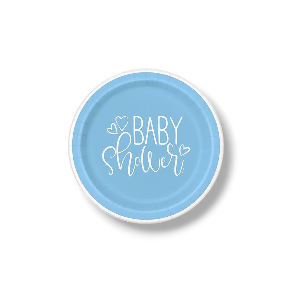 Plate 7" Blue Hearts Baby Shower C/8