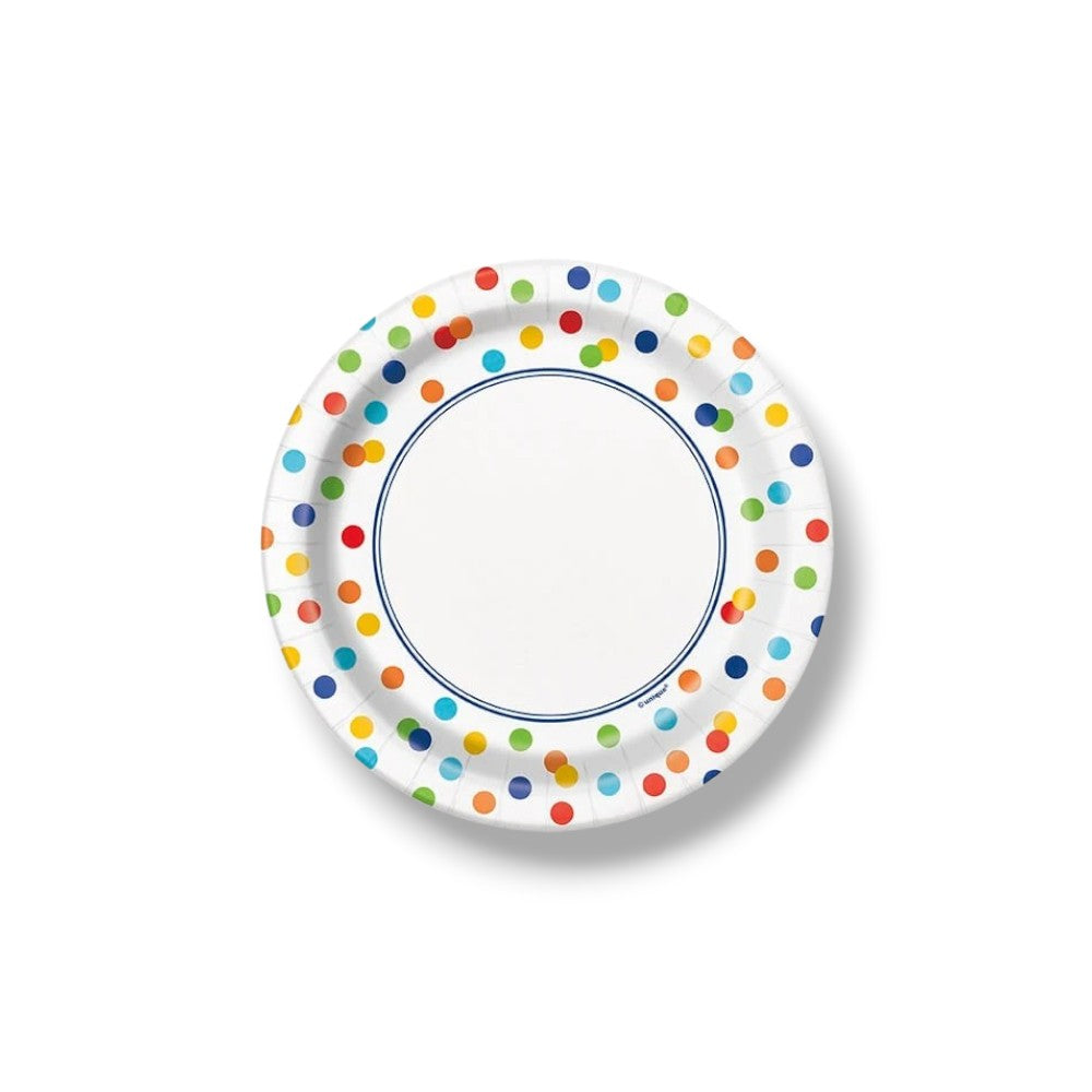 Plato 7" Rainbow Polka Dots C/8