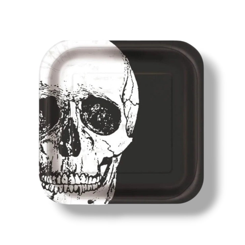 Plate 9" Black White Skulls C/8