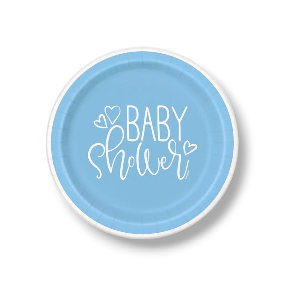 Plate 9" Blue Hearts Baby Shower C/8