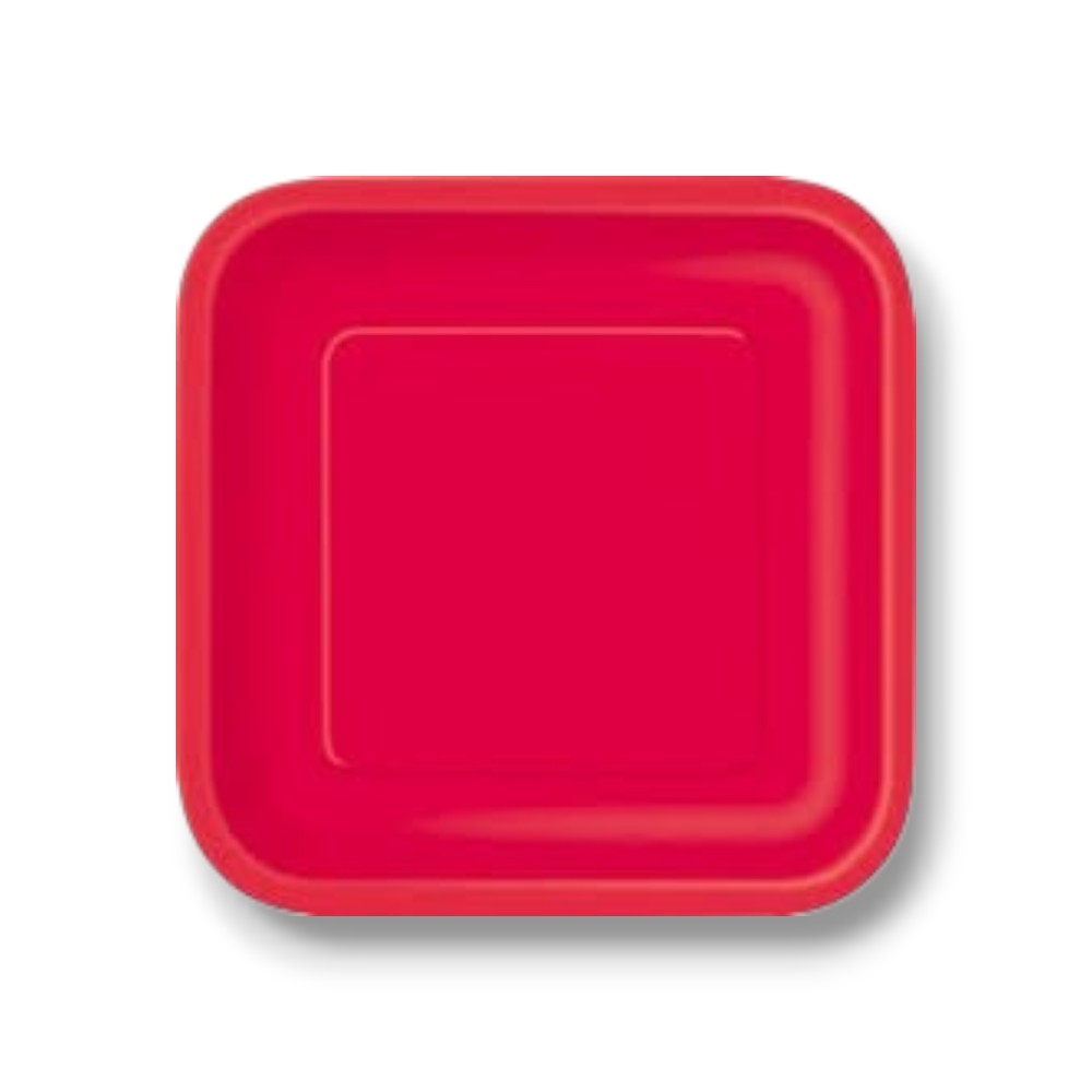 Plato 9" Cuadrado Rojo C/14