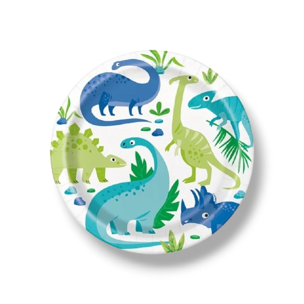 Plate 9" Blue &amp; Green Dinosaur C/8