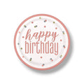 Plate 9" Happy Birthday Rose Gold C/8