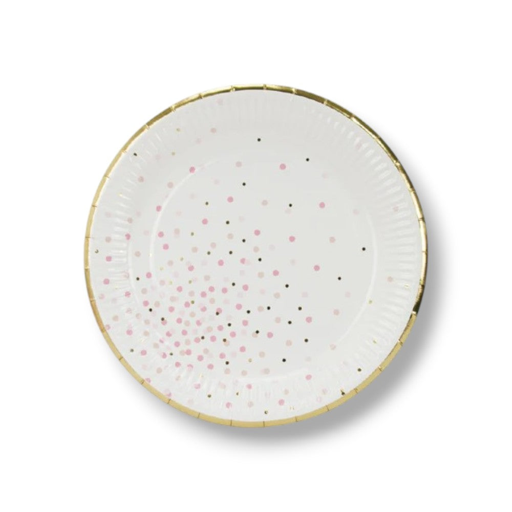Plato 9" Puntos Rosas C/8