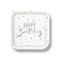 Plate 9" Silver Happy Birthday C/8