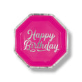 Plato Hexagonal  9" Silver & Bright Happy Birthday C/8