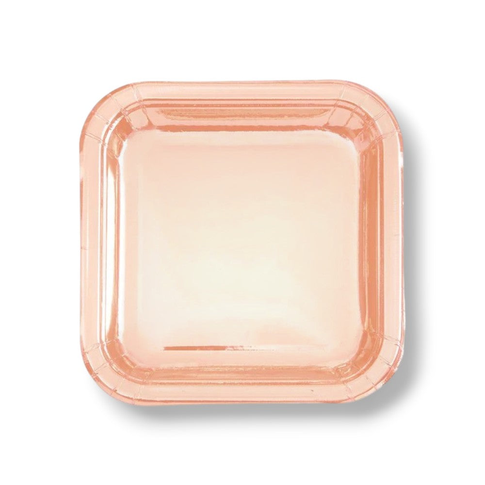 Plato 9" Cuadrado Rose Gold Foil C/8