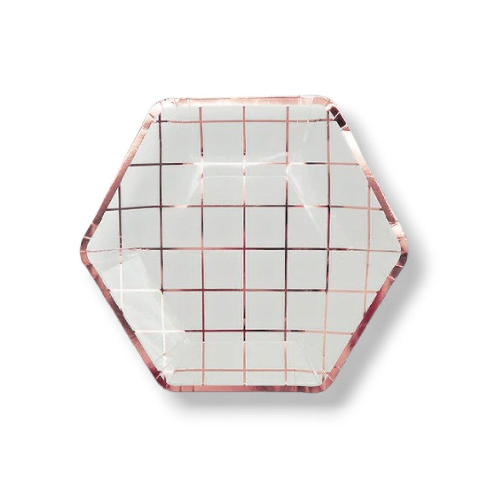Plato 9" Cuadricula Rose Gold C/8