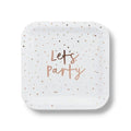 Plate 9" Foil Let's Party Rose Gold C/8