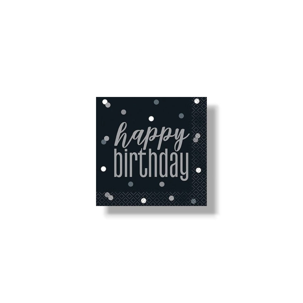 Servilleta CH Happy Birthday Black & Grey C/16