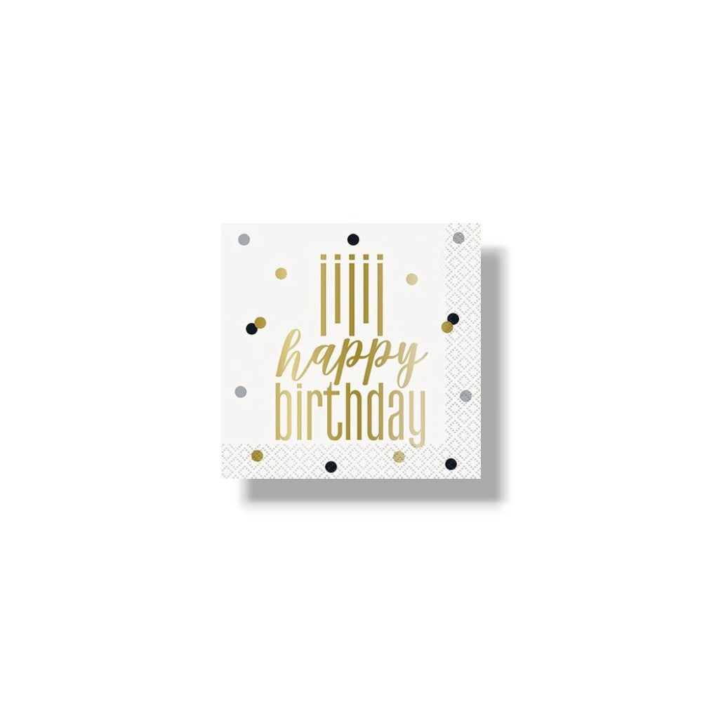 Servilleta CH Metallic Happy Birthday C/16