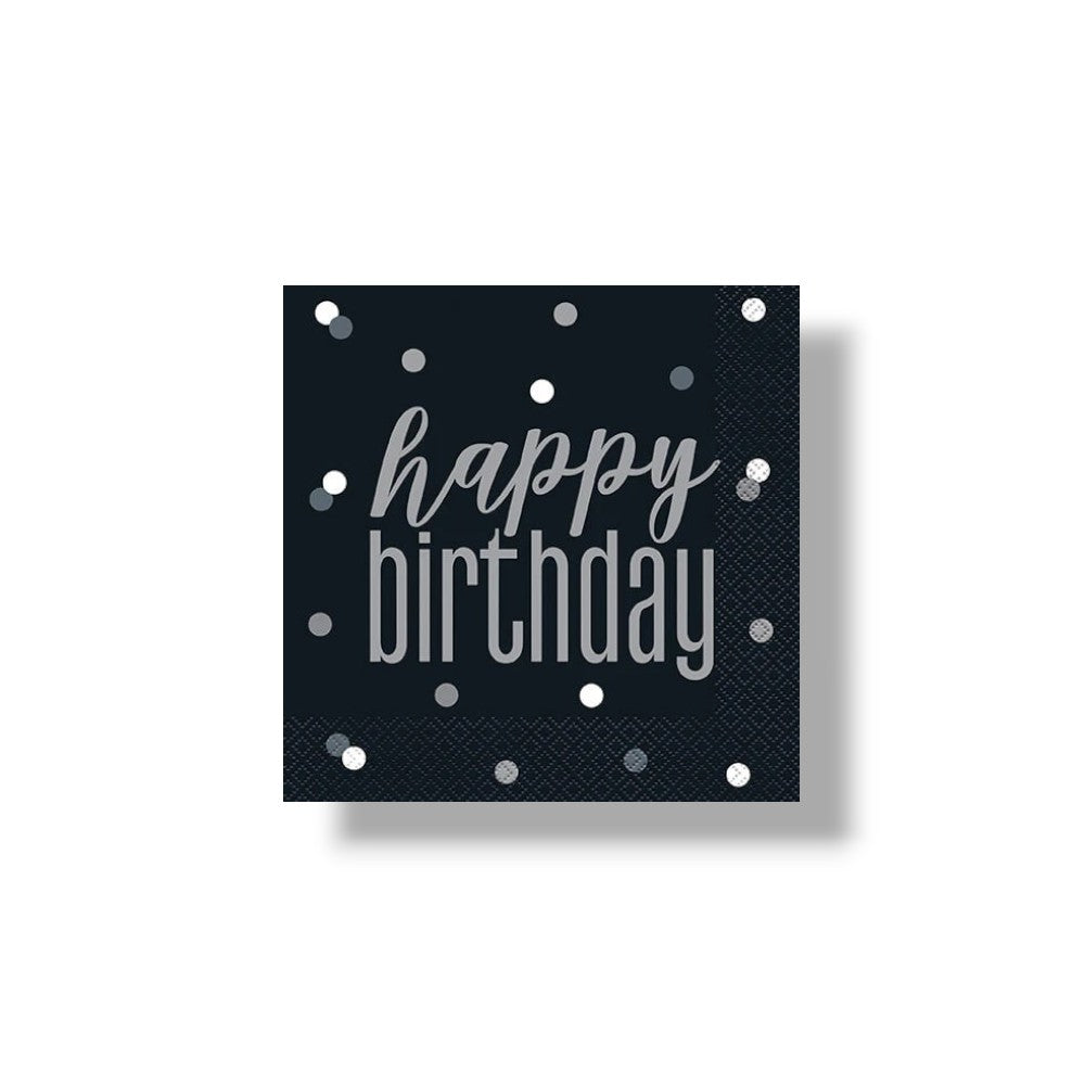 Servilleta G Happy Birthday Black & Grey C/16