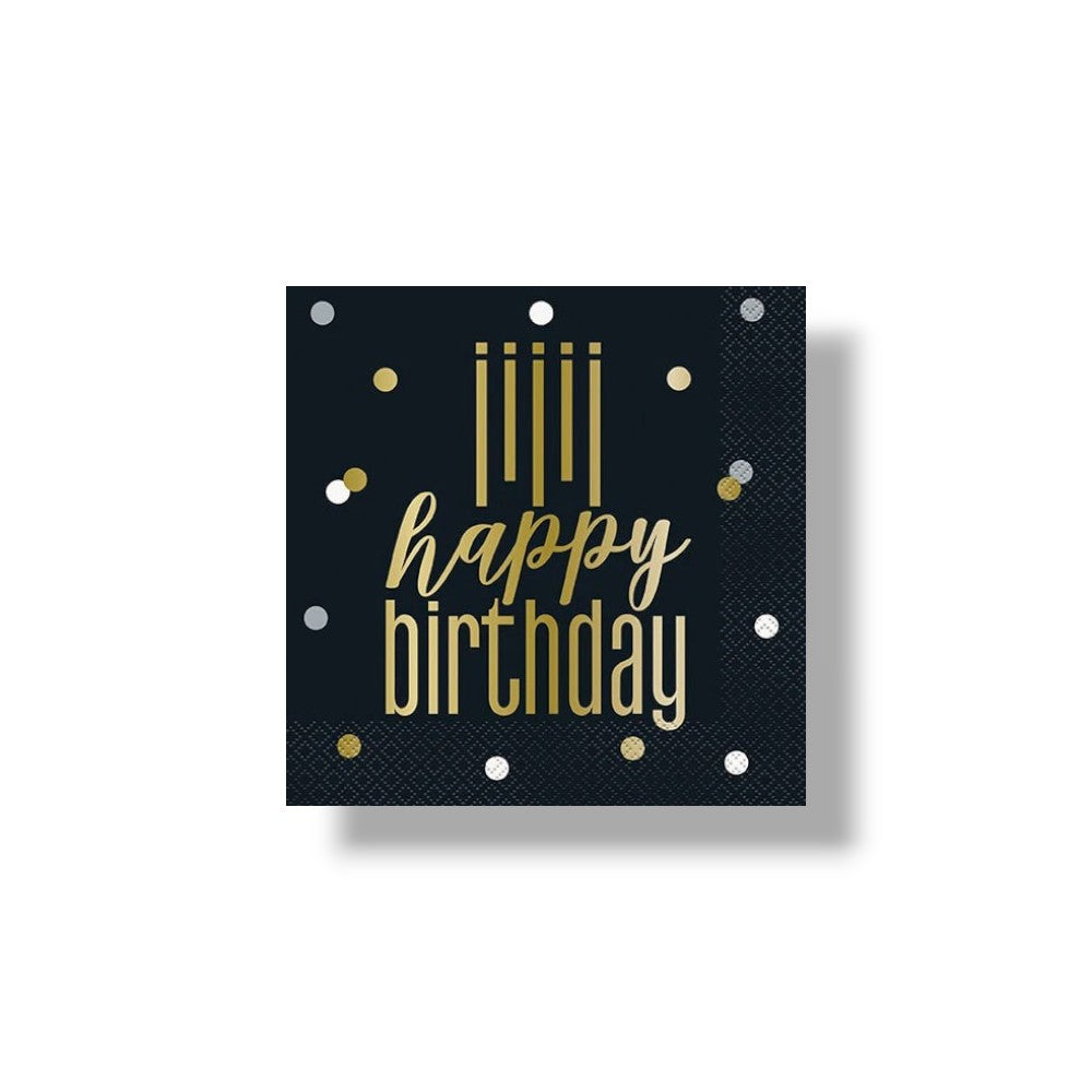 Servilleta G Metallic Happy Birthday C/16