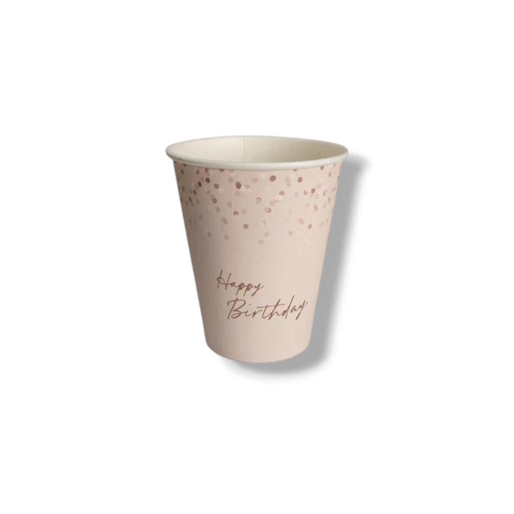 Vaso 9oz Happy Birthday Rose Foil  C/8