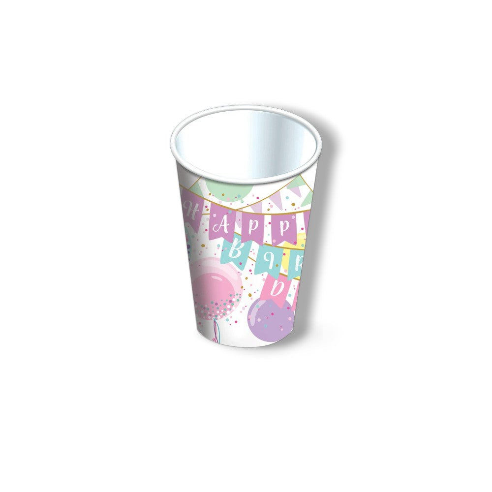 Vaso 9oz Happy Birthday Sweet Balloons C/8
