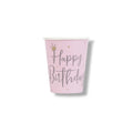 Swan Birthday pink 9oz glass c/8