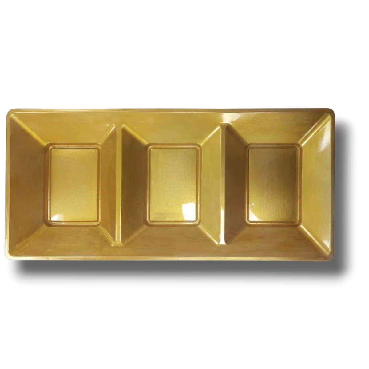 Charola Rectangular Con Division Oro  C/3